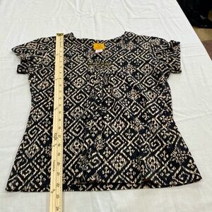 Women's Ruby Rd. Black & Beige Short Sleeve Shirt